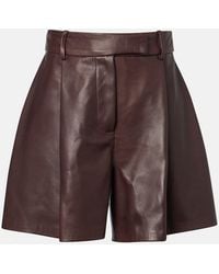 Nour Hammour - Jonah Pleated Leather Shorts - Lyst