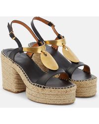 Chloé - Pema Leather Espadrille Platform Sandals - Lyst