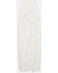 Oscar de la Renta - High-Rise Wide-Leg Lace Pants - Lyst