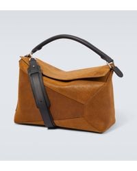 Loewe - Puzzle Edge Large Suede Shoulder Bag - Lyst