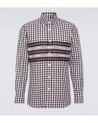 Burberry - Logo Checked Cotton Poplin Shirt - Lyst