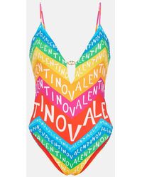 Valentino - Logo Swimsuit - Lyst
