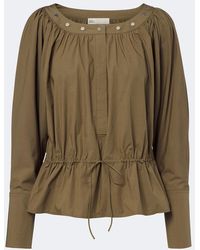 Tory Burch - Studded Cotton-Blend Poplin Blouse - Lyst