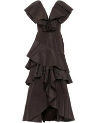 Johanna Ortiz Maxikleid Aus Seidenfaille - Braun