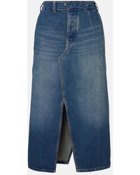 Victoria Beckham - Asymmetric Denim Midi Skirt - Lyst