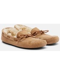 The Row - Lucca Shearling-Trimmed Suede Boat Shoes - Lyst