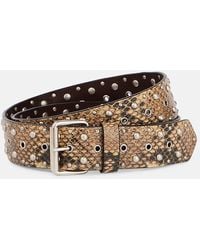 Dries Van Noten - Snake-Effect Leather Belt - Lyst