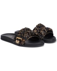 Fendi - Ff Vertigo Satin Slides - Lyst