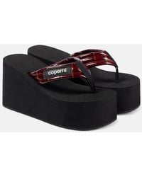 Coperni - Logo Leather Platform Thong Sandals - Lyst