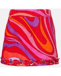 PUCCI - Marmo Embellished Cotton Terry Miniskirt - Lyst