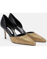 Manolo Blahnik - Taylerbinu Leather-Trimmed Woven Pumps - Lyst