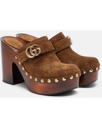 Gucci - Clogs Double G Gg Aus Veloursleder - Lyst