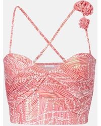 Poupette - Palmire Printed Cotton-Blend Crop Top - Lyst