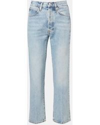 FRAME - The Vertical Crop High-Rise Straight Jeans - Lyst
