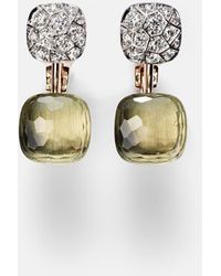 Pomellato - Ohrringe Nudo Toi Et Moi Aus 18Kt Rose- Und Weissgold Mit Diamanten Und Prasiolith - Lyst