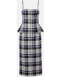 Carolina Herrera - Checked Trompe L'Oil Wool Midi Dress - Lyst