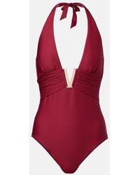 Heidi Klein - Cassis Halterneck Ruched Swimsuit - Lyst