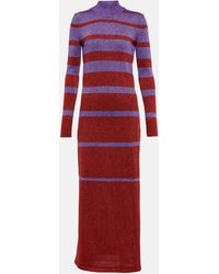 Rabanne - Striped Metallic Knit Maxi Dress - Lyst