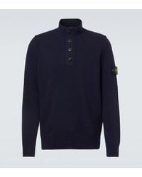 Stone Island - Compass Wool-Blend Polo Sweater - Lyst