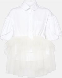 Simone Rocha - Tulle-Trimmed Cropped Cotton Shirt - Lyst