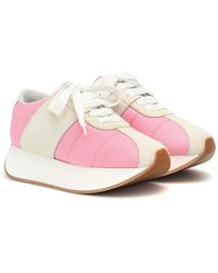 Marni Sneakers In Camoscio E Rete Con Platform 40Mm - Rosa
