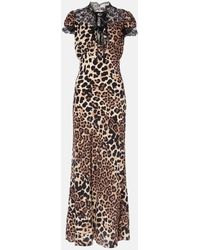 Rodarte - Leopard-Print Silk Midi Dress - Lyst