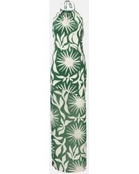 Cala De La Cruz - Acasia Beaded Printed Halterneck Maxi Dress - Lyst