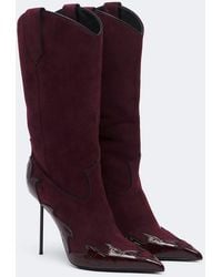 Paris Texas - Lidia Queen Of Hearts Suede Mid-Calf Boots - Lyst