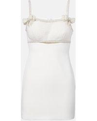 Self-Portrait - Faux Pearl-Embellished Crepe Minidress - Lyst