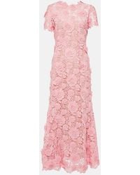 Oscar de la Renta - Floral Lace Midi Dress - Lyst