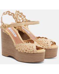 Aquazzura - Bossa Nova Raffia Wedge Sandals - Lyst