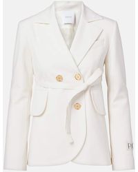 Patou - Double-Breasted Belted Wool-Blend Blazer - Lyst