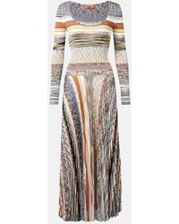 Missoni - Knitted Pleated Striped Maxi Dress - Lyst