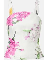 LEO LIN - Isadora Printed Linem-Blend Top - Lyst