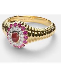 Yvonne Léon - Bague Pompadour Baby En Or 9 Ct, Agate, Rubis Et Diamants - Lyst
