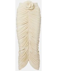 Magda Butrym - Floral-Applique Ruched Midi Skirt - Lyst