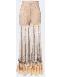 Zimmermann - Valiant Paneled Silk And Lace Flared Pants - Lyst