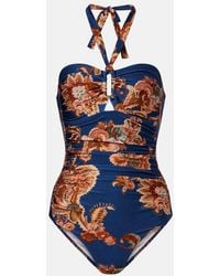 Zimmermann - Aster Printed Halterneck Swimsuit - Lyst