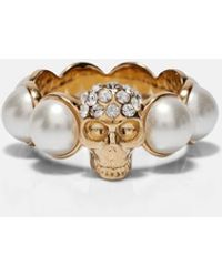 McQueen - Ring Skull Mit Kristallen Und Zierperlen - Lyst