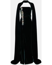 Costarellos - Brisha Caped Embellished Velvet Gown - Lyst