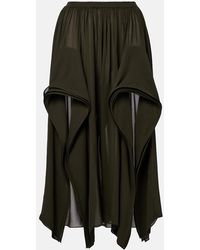 Alaïa - Ruffled Georgette Wide-Leg Pants - Lyst