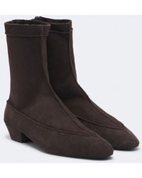 Magda Butrym - Shearling-Lined Suede Ankle Boots - Lyst