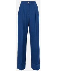 Valentino - High-Rise Pleated Wide-Leg Jeans - Lyst