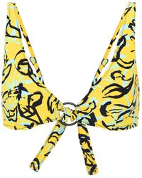 Diane von Furstenberg X Onia Jade Floral Bikini Top - Yellow