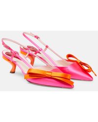 Roger Vivier - Shiny Pink/orange Virgule Bow Slingback Pumps - Lyst