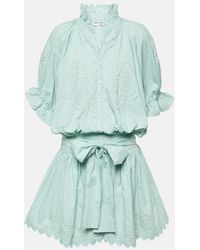 Juliet Dunn - Embroidered Cotton Poplin Shirt Dress - Lyst