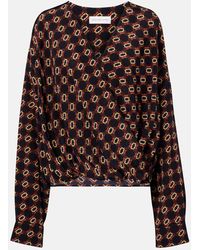 Dries Van Noten - Draped Printed Silk Top - Lyst