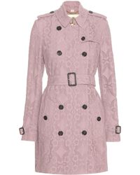 Burberry Kensington Gabardine Lace Trench Coat - Purple