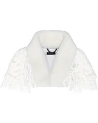 Burberry Lace Capelet With Shearling Collar - White