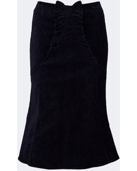 ShuShu/Tong - Bow-Detail Ruffled Velvet Midi Skirt - Lyst